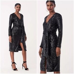 Diane Von Furstenberg Melina Sequined Small Dress Chic Old Money Long Sleeve